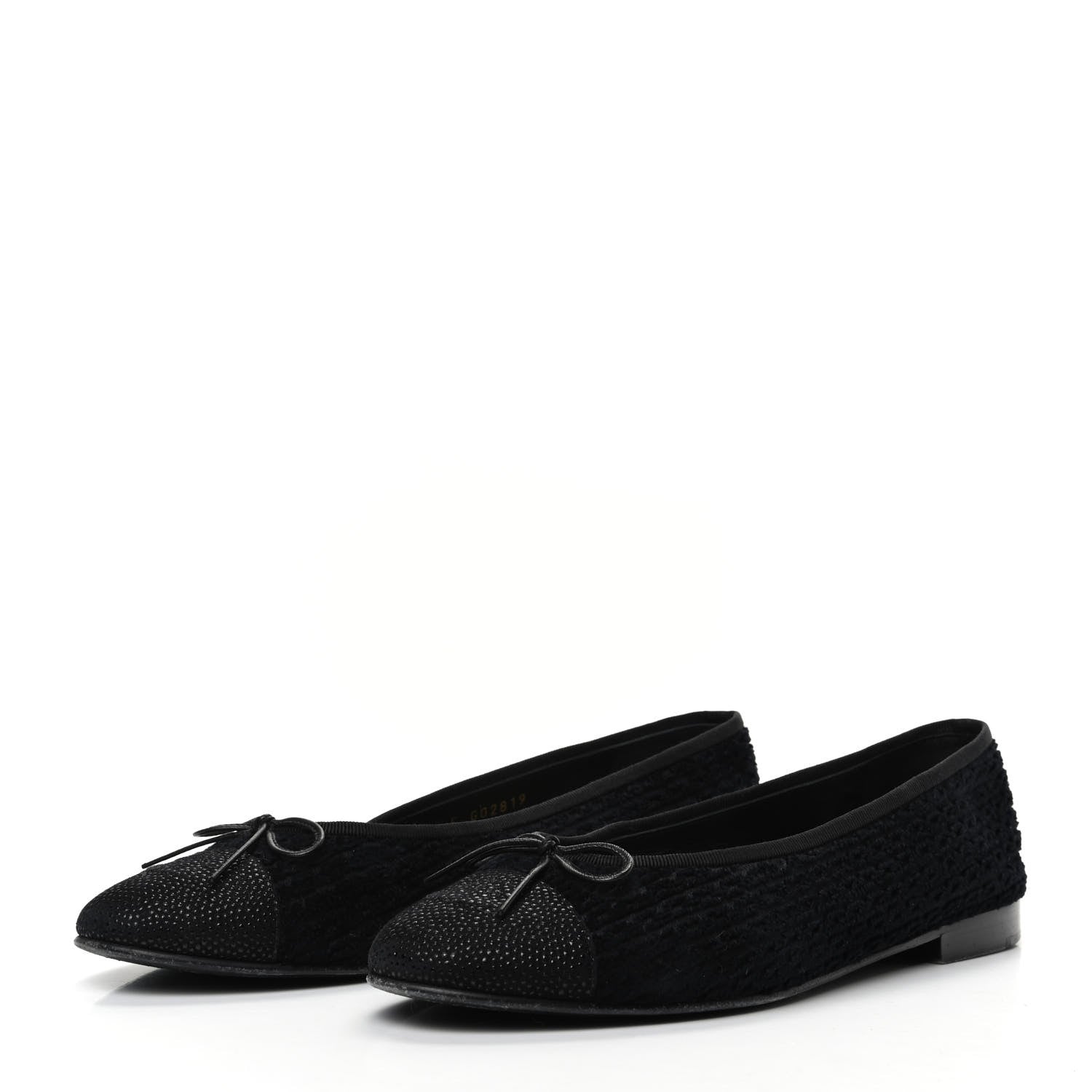 Chanel Tweed Caviar Cap Toe Ballerina Flats 39.5 Black 3 of 12