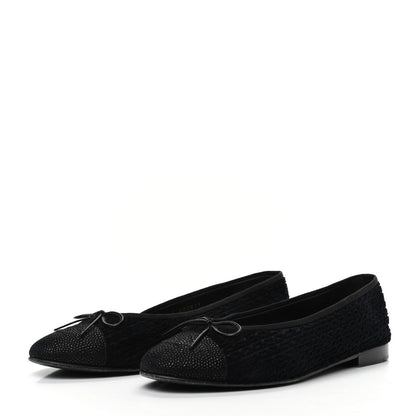 Chanel Tweed Caviar Cap Toe Ballerina Flats 39.5 Black 3 of 12