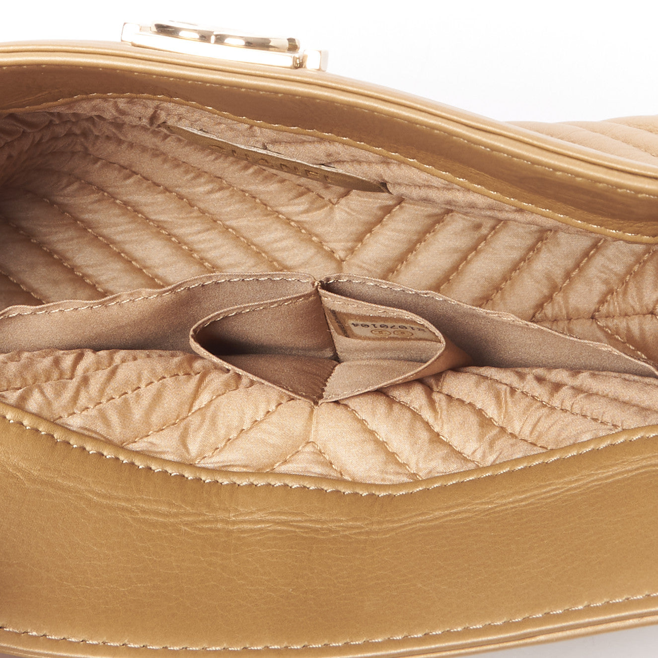 Aged Calfskin Chevron Boy Cosmetic Pouch Beige