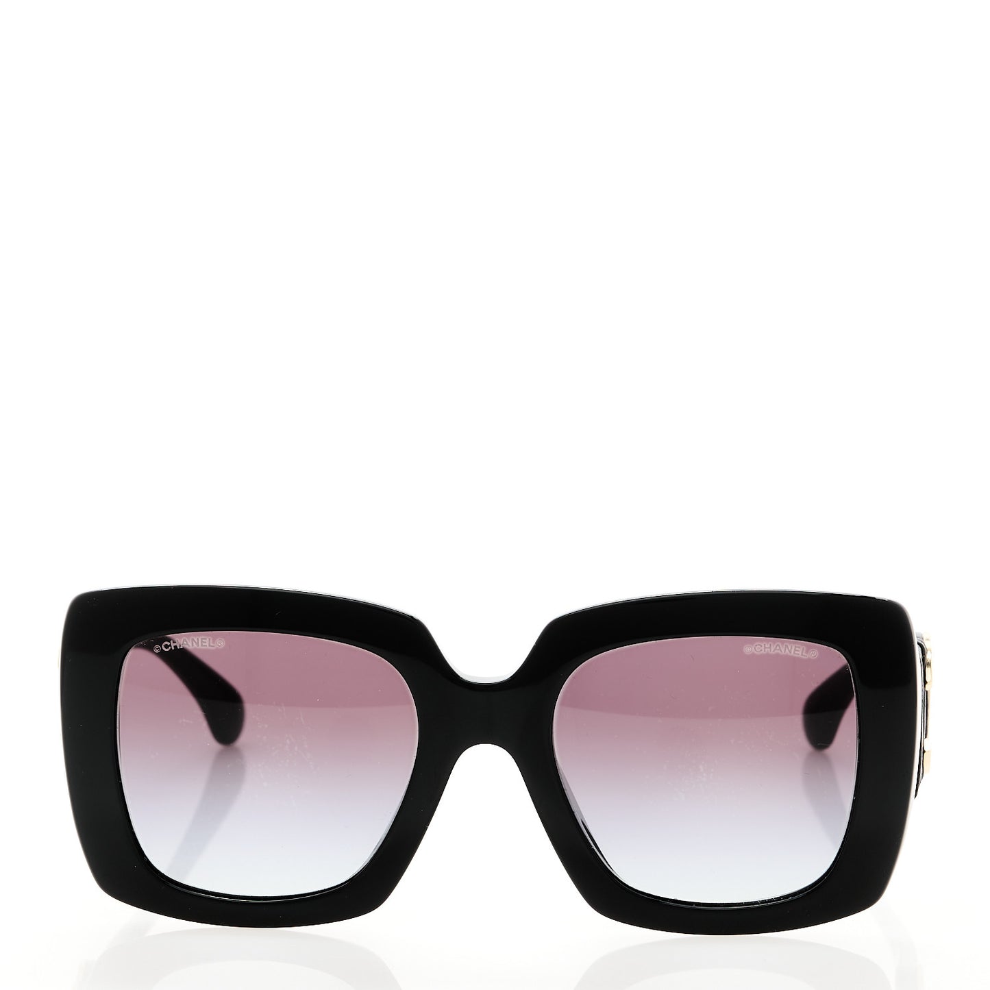 Acetate Calfskin Square Sunglasses 5474-Q-A Black
