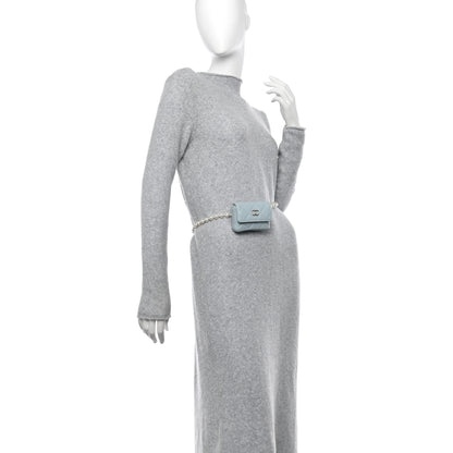 Chanel Lambskin Quilted Pearl Chain Belt Bag Light Blue 2 of 12