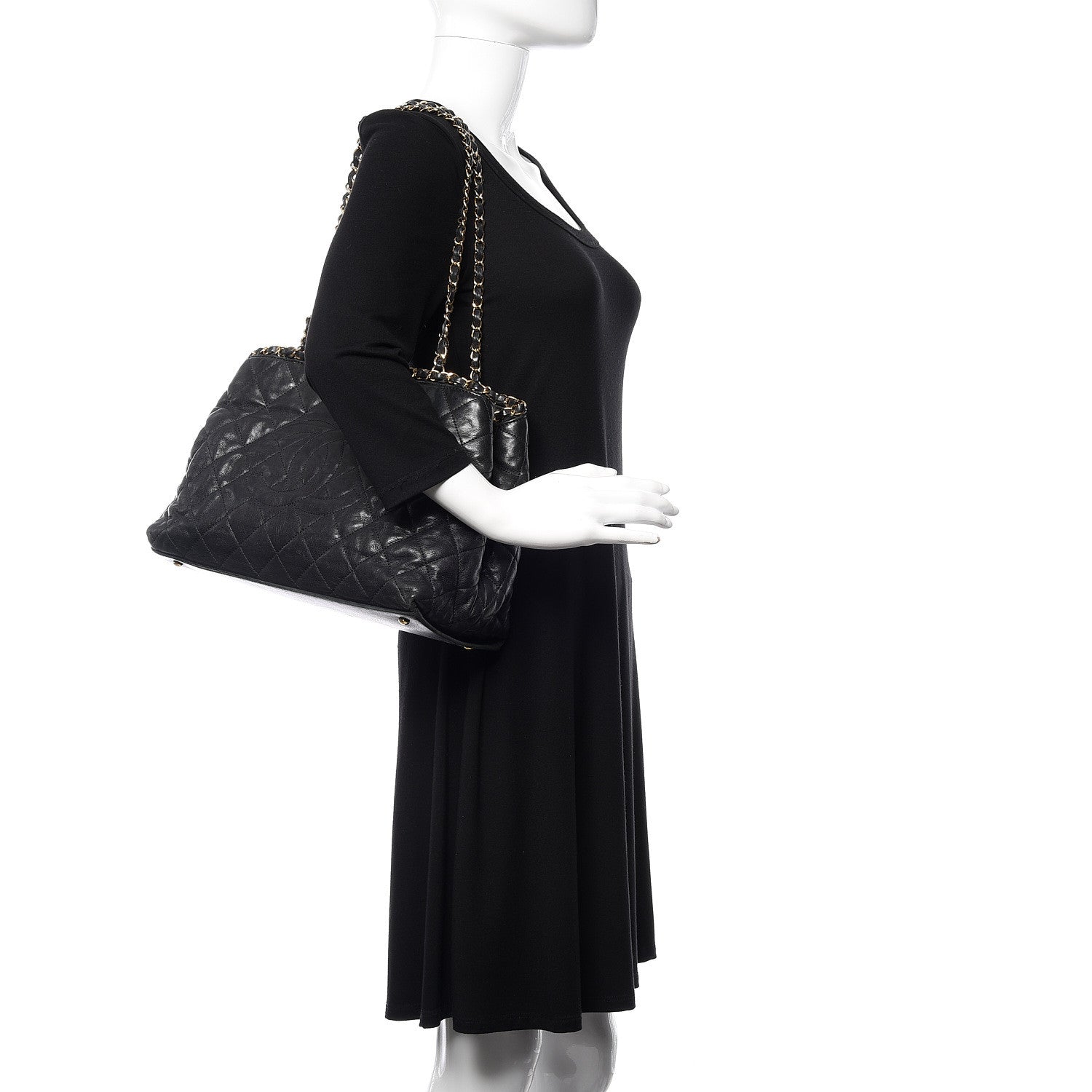 Chanel Calfskin Quilted Small Chain Me Tote Black 2 of 19