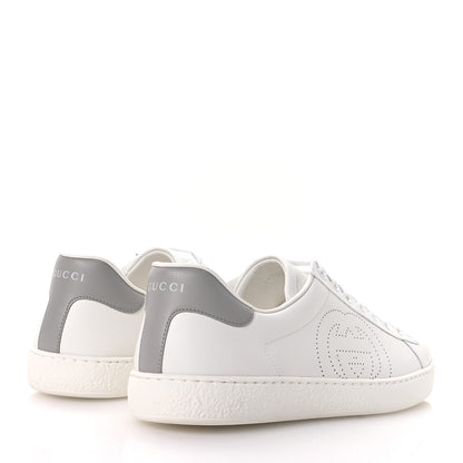 Gucci Calfskin Interlocking G Perforated Mens Ace Sneakers 10.5 White Grey Sky 5 of 9