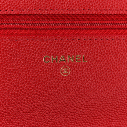 Chanel Caviar Quilted Wallet On Chain WOC Red 6 of 12