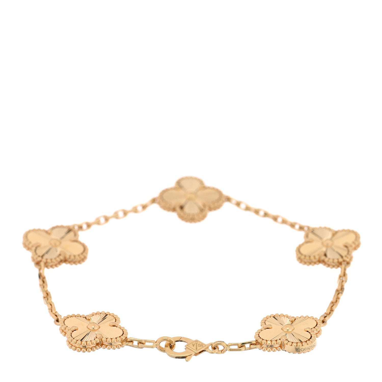 Van Cleef & Arpels 18K Yellow Gold 5 Motifs Guilloche Vintage Alhambra Bracelet 2 of 3