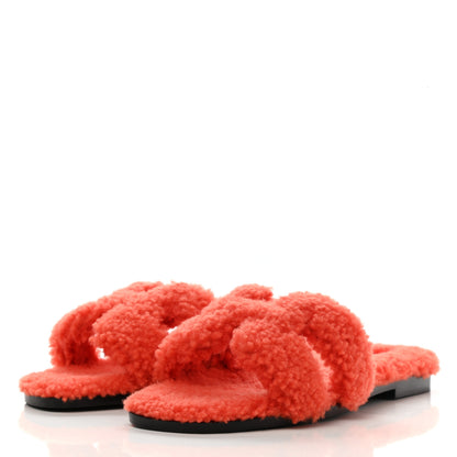 Hermes Woolskin Oran Sandals 37 Orange 3 of 10