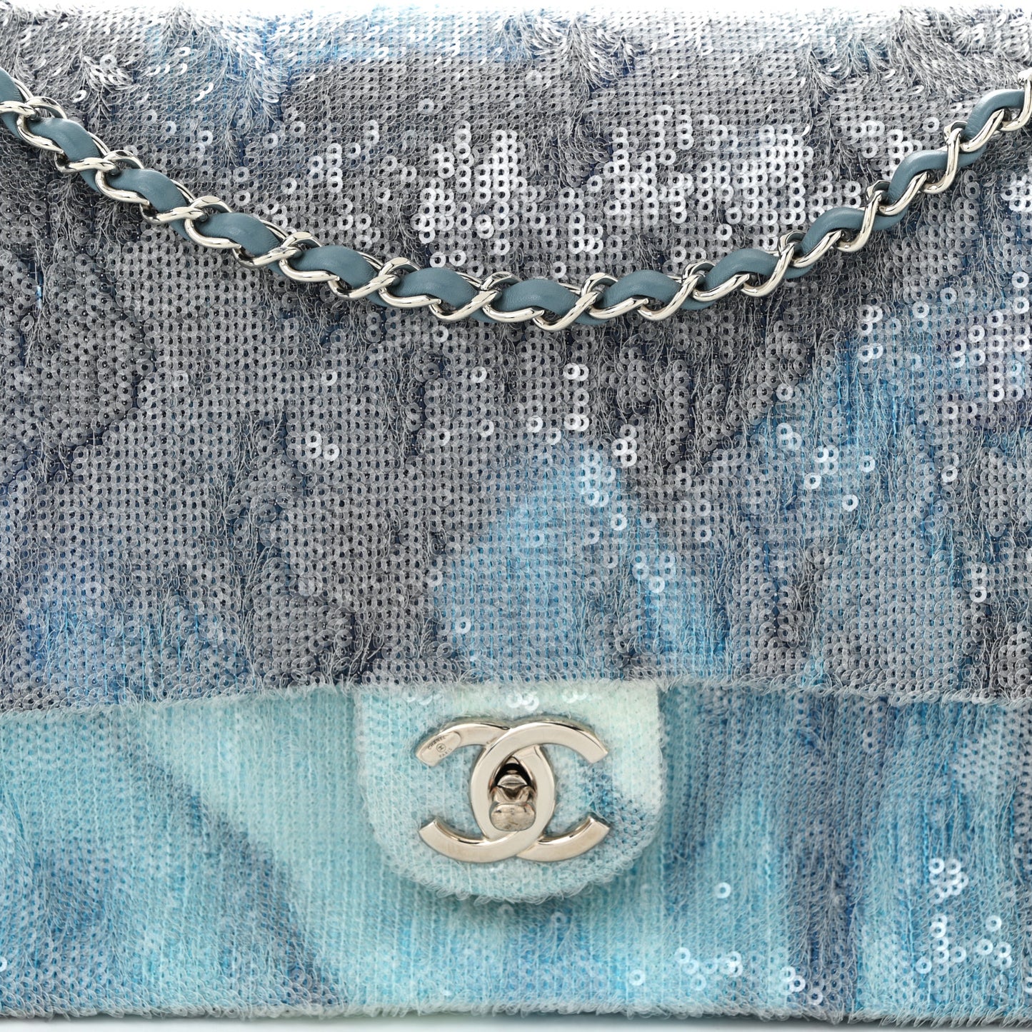 Sequin Large Waterfall Flap Light Blue