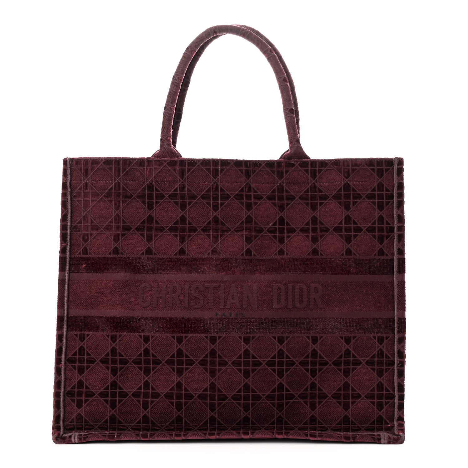Christian Dior Velvet Cannage Large Book Tote Burgundy 1 of 13