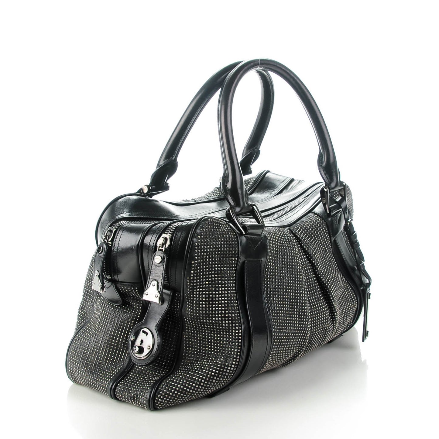 Prorsum Calfskin Studded Knight Satchel Black