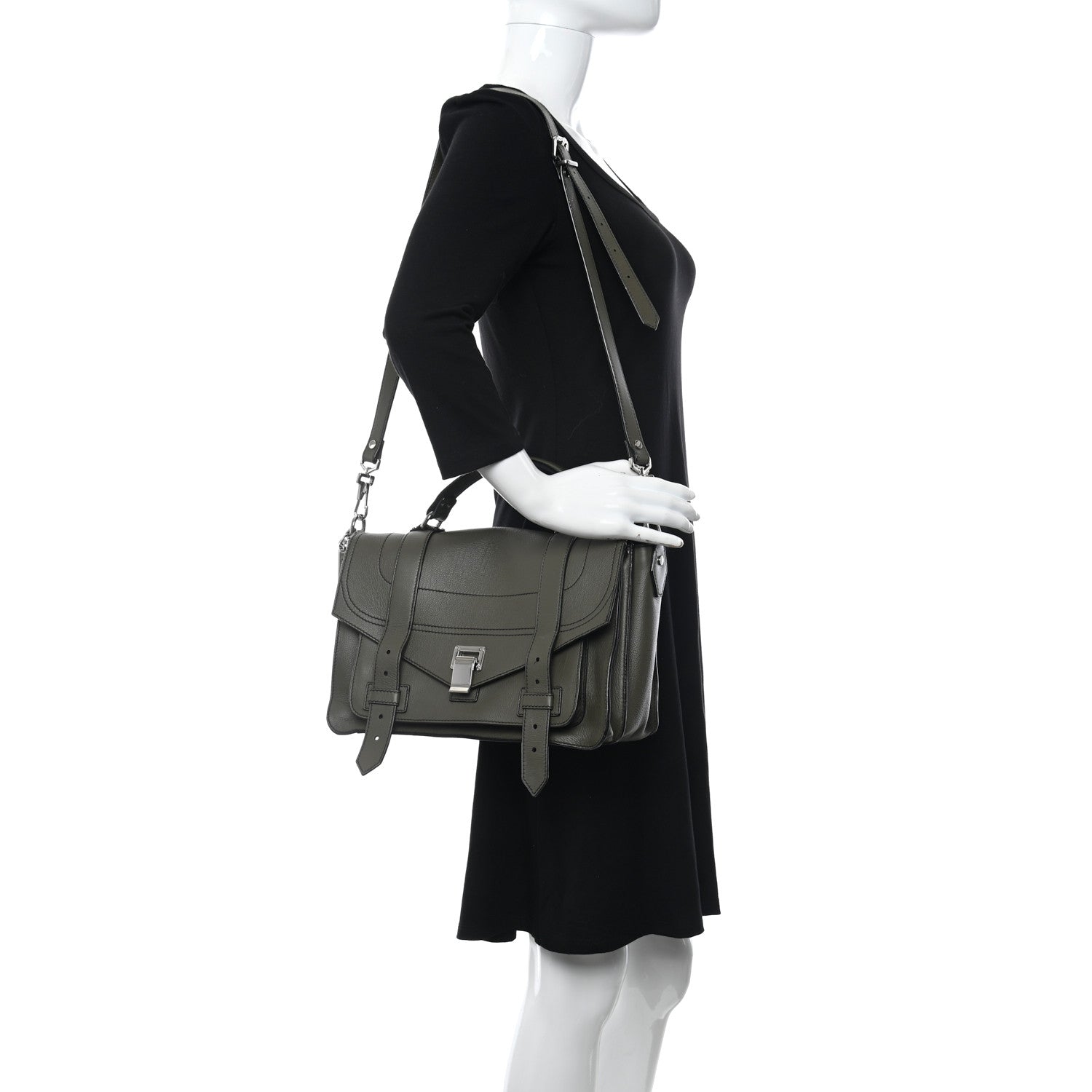 Proenza Schouler Grained Calfskin Medium PS1 Plus Satchel Cypress 2 of 10