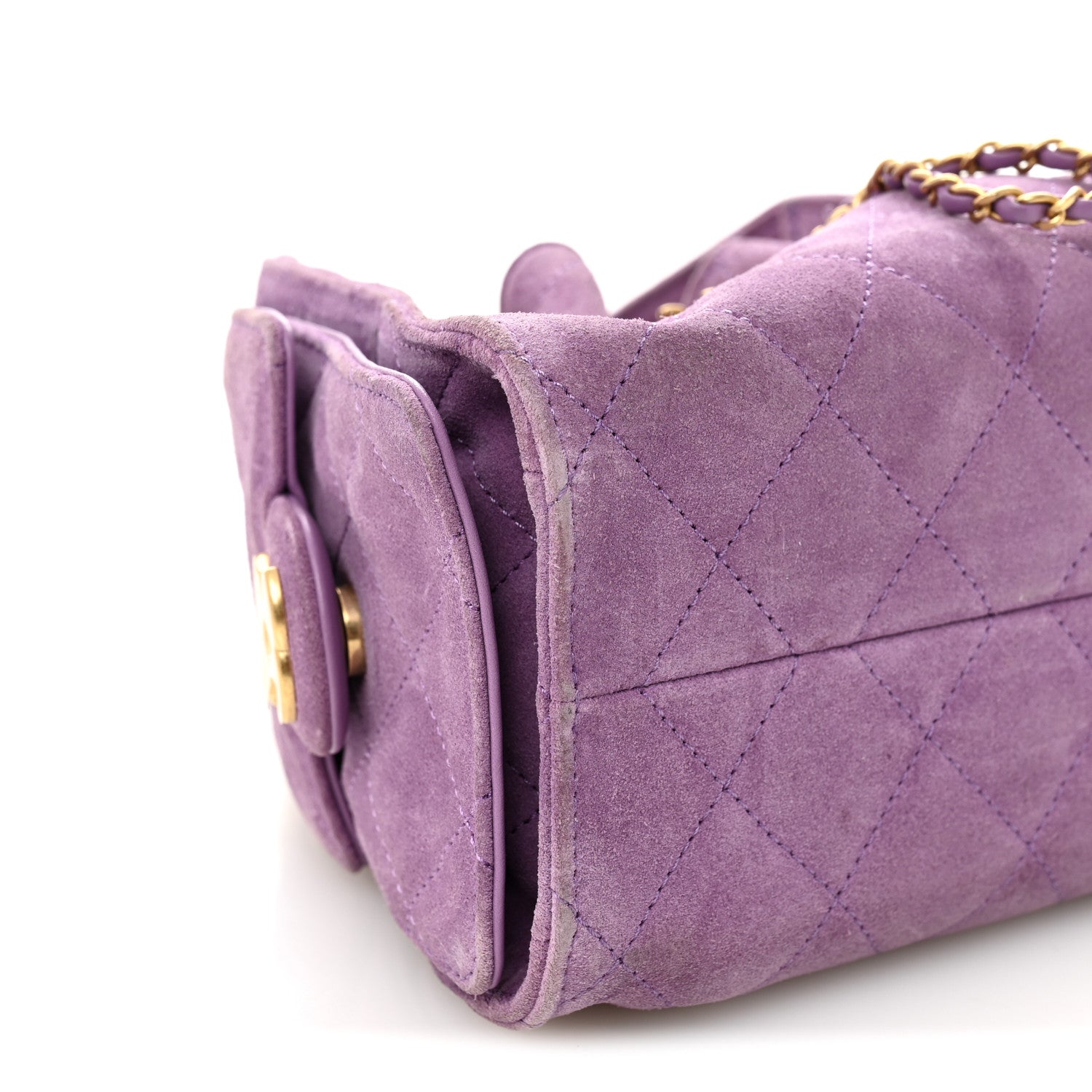 Chanel Suede Quilted Mini Chanel 25 Handbag Purple 9 of 10