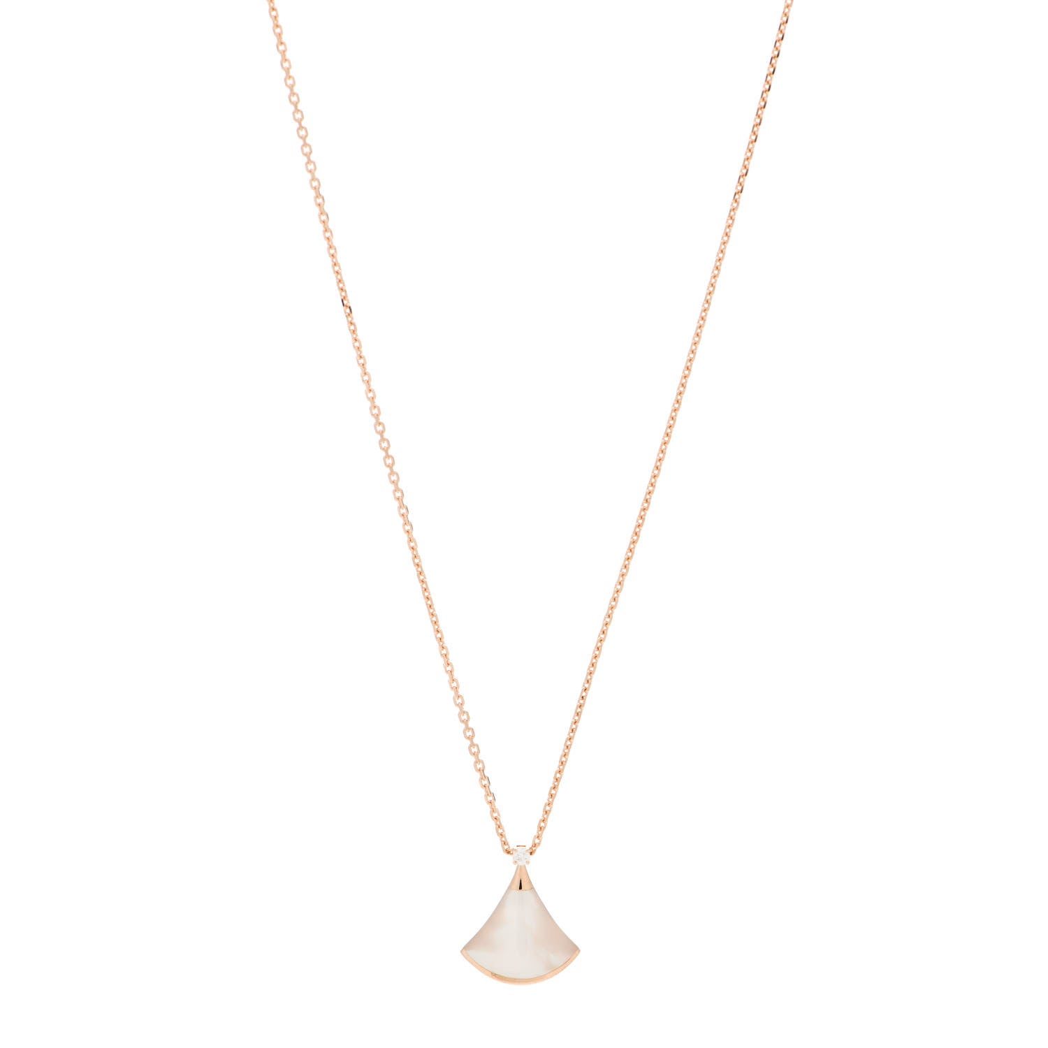 Bulgari 18K Rose Gold Diamond Mother of Pearl Small Divas' Dream Pendant Necklace 1 of 7