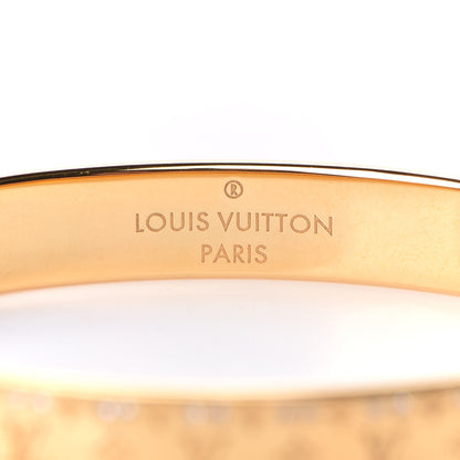 Louis Vuitton Brass Crystal Monogram Nanogram Strass Cuff S Gold 4 of 7