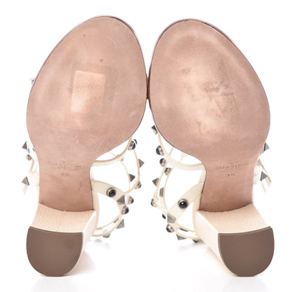Valentino Garavani Calfskin Onyx Rockstud Rolling 90mm City Sandals 35 Ivory 5 of 11