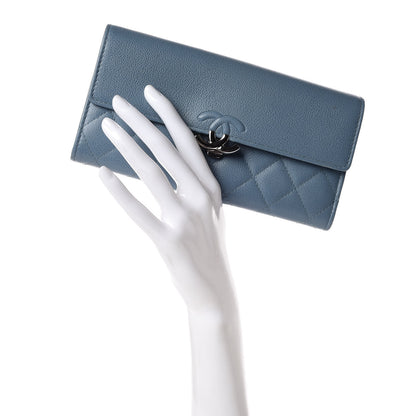 Chanel Grained Calfskin Quilted CC Box Flap Wallet Blue 2 of 11