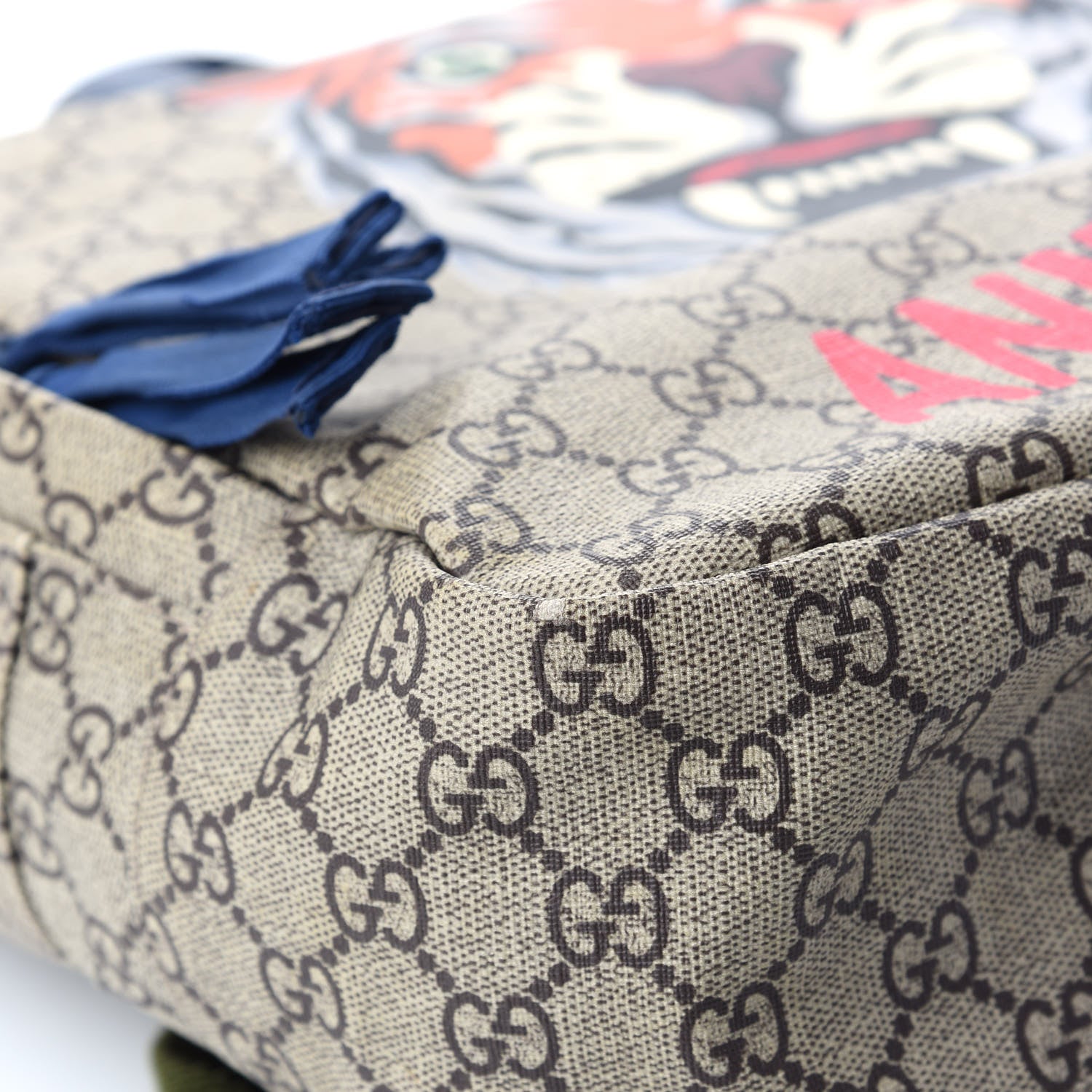 Gucci Soft GG Supreme Monogram Tiger Face Childrens Tote Backpack Beige Ebony Multicolor Electric Blue Military Fresia 10 of 10