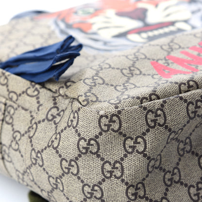 Gucci Soft GG Supreme Monogram Tiger Face Childrens Tote Backpack Beige Ebony Multicolor Electric Blue Military Fresia 10 of 10