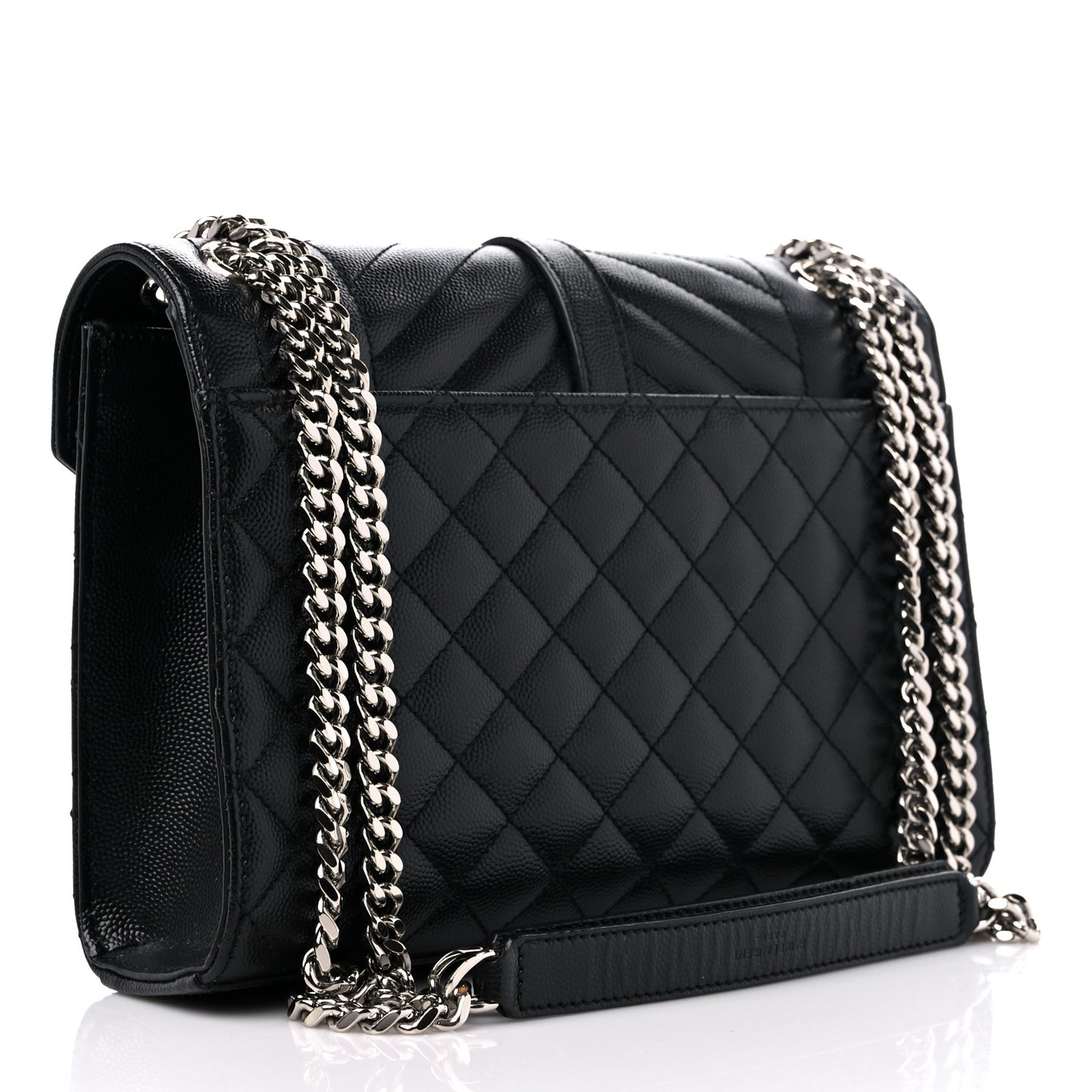 Grain De Poudre Textured Mixed Matelasse Triquilt Medium Monogram Satchel Black