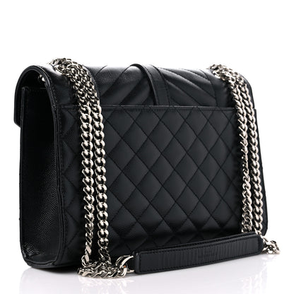 Saint Laurent Grain De Poudre Textured Mixed Matelasse Triquilt Medium Monogram Satchel Black 3 of 10