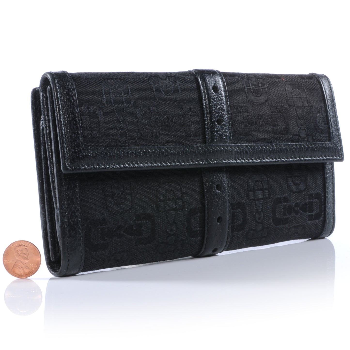 Horsebit Print Glam Continental Wallet Black