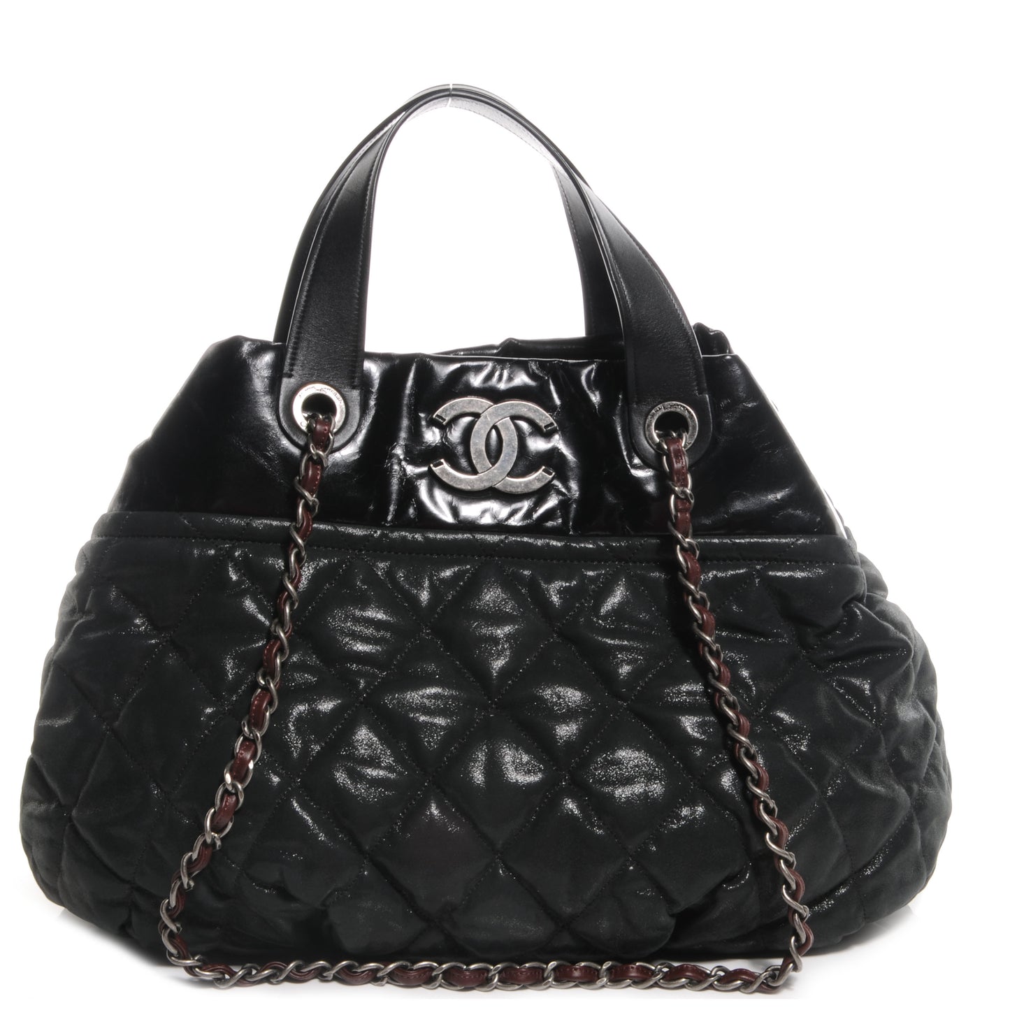 Iridescent Calfskin Large In The Mix Tote Black