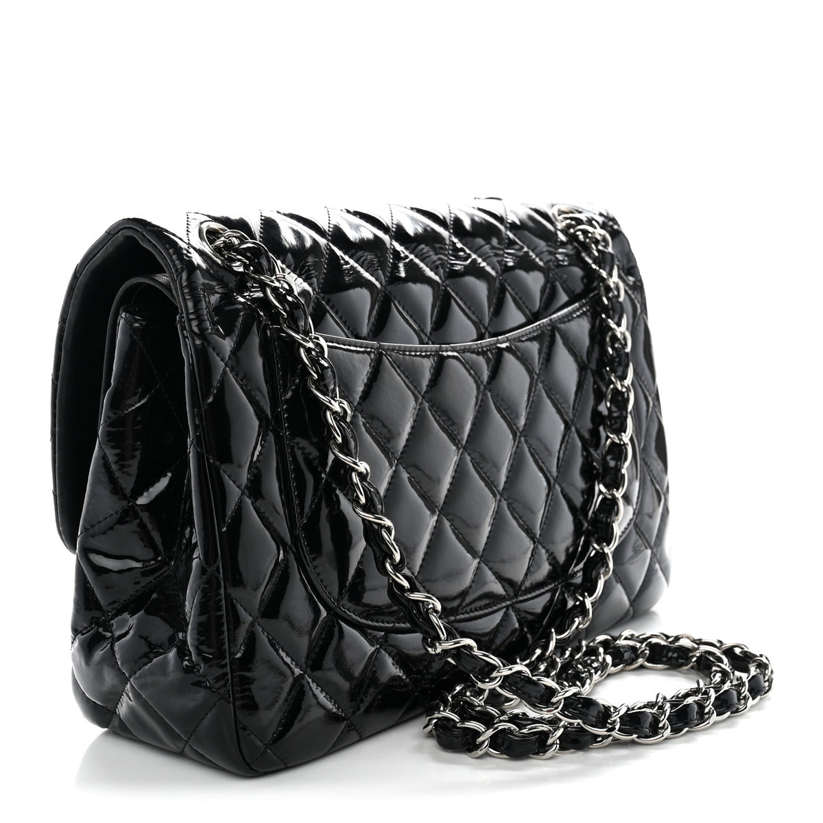 Chanel Patent Quilted Jumbo Double Flap Black 3 of 13