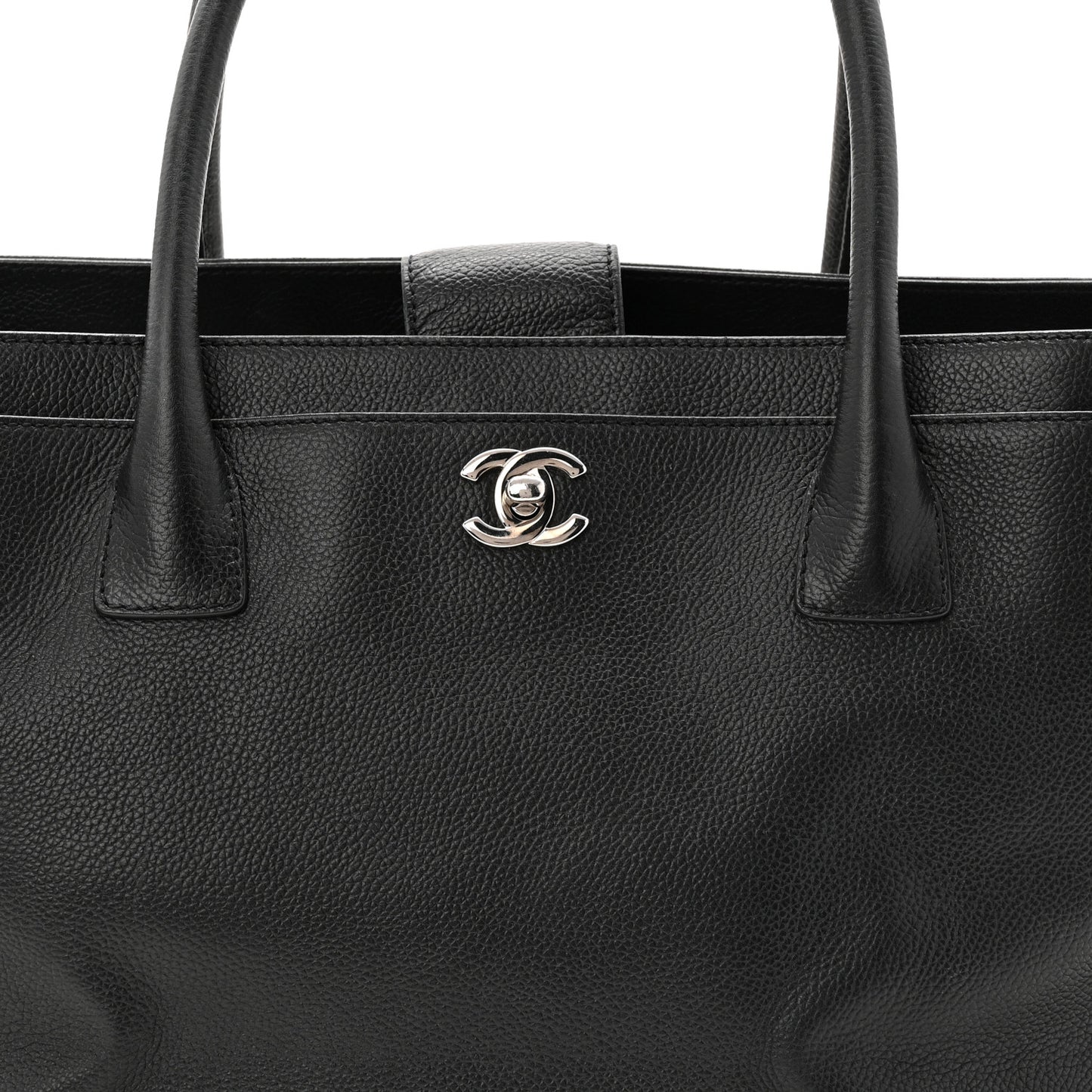 Calfskin Cerf Executive Shopper Tote Black