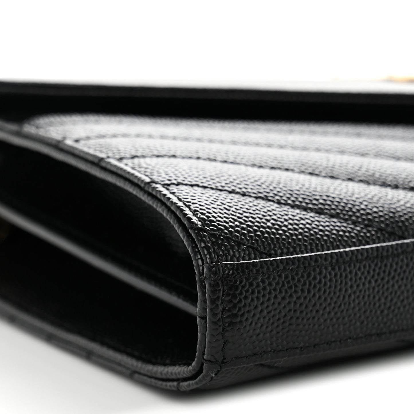 Grain De Poudre Matelasse Chevron Monogram Chain Wallet Black