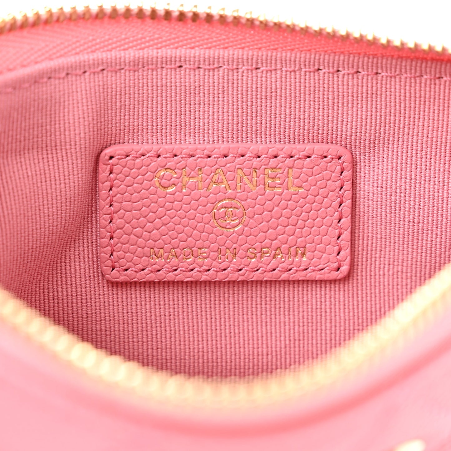 Caviar Quilted Small Cosmetic Case Dark Pink