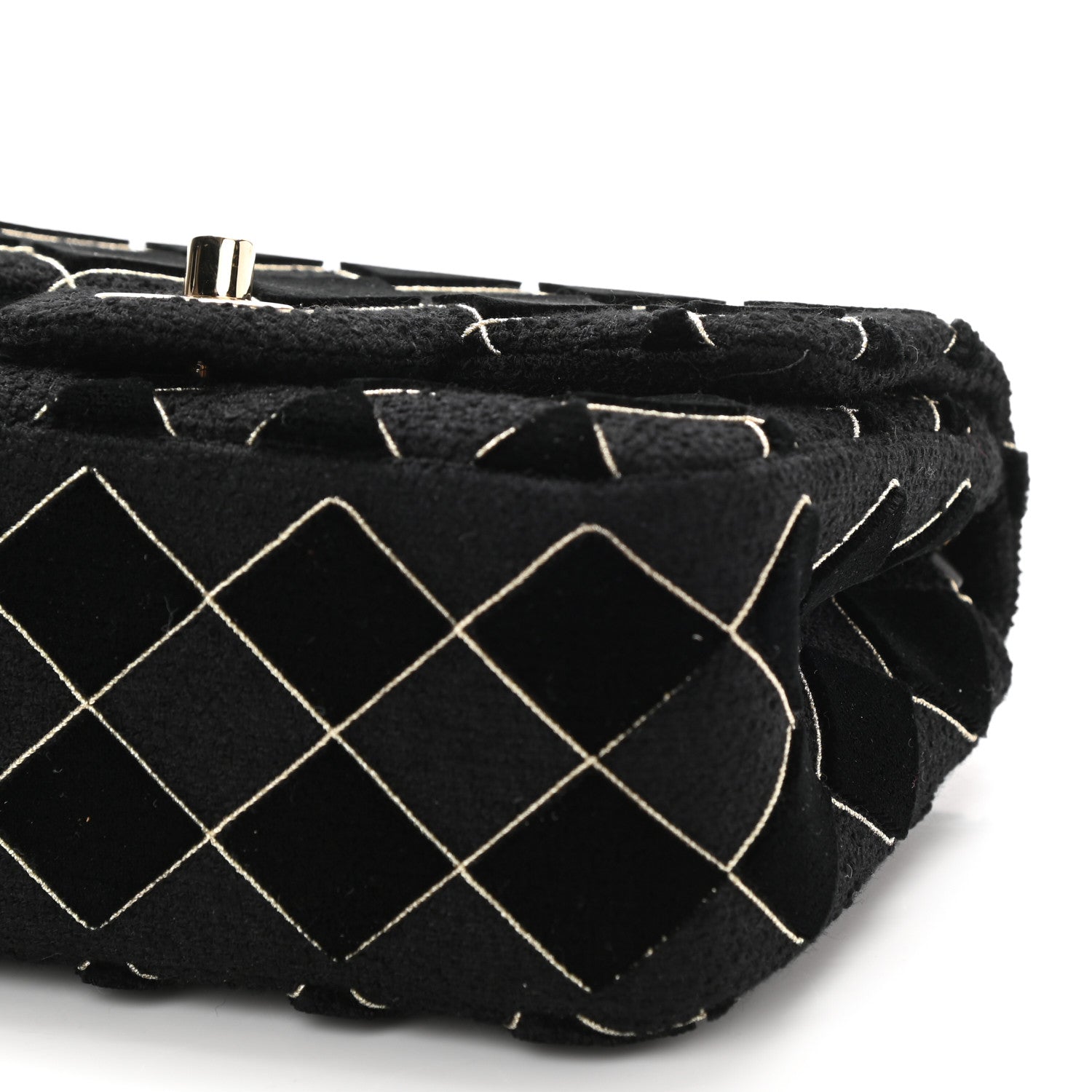 Chanel Velvet Tweed Quilted Mini Square Flap Black 10 of 11