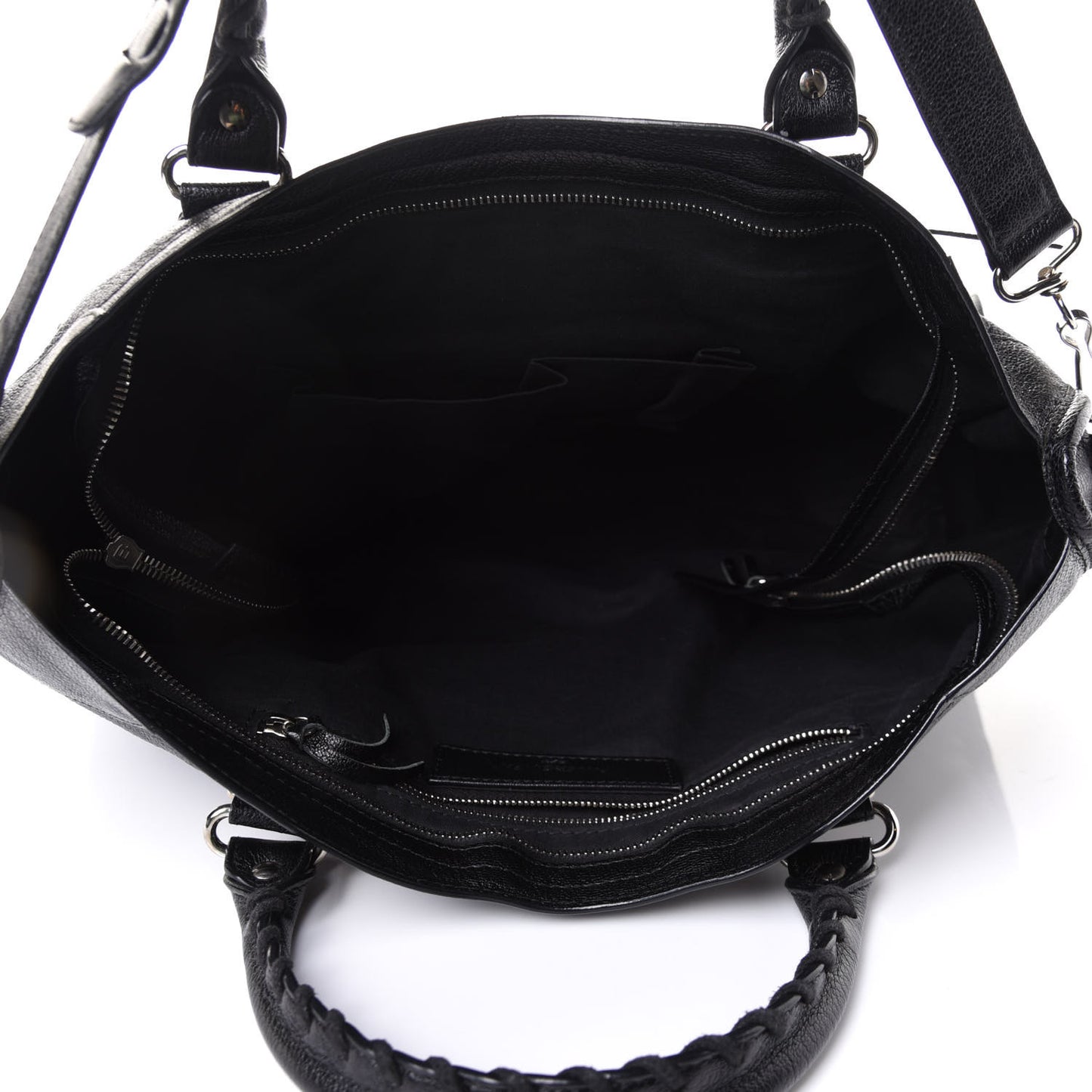 Chevre Silver Metallic Edge Hardware City Black