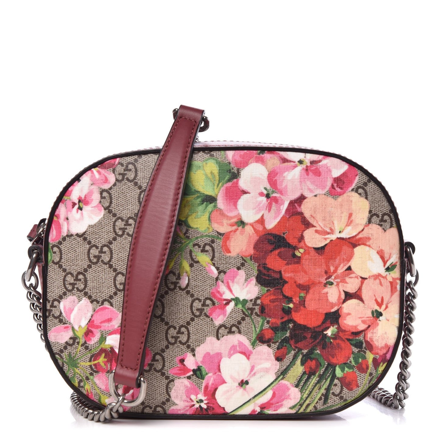 GG Supreme Monogram Blooms Mini Chain Shoulder Bag Beige Multicolor Dry Rose