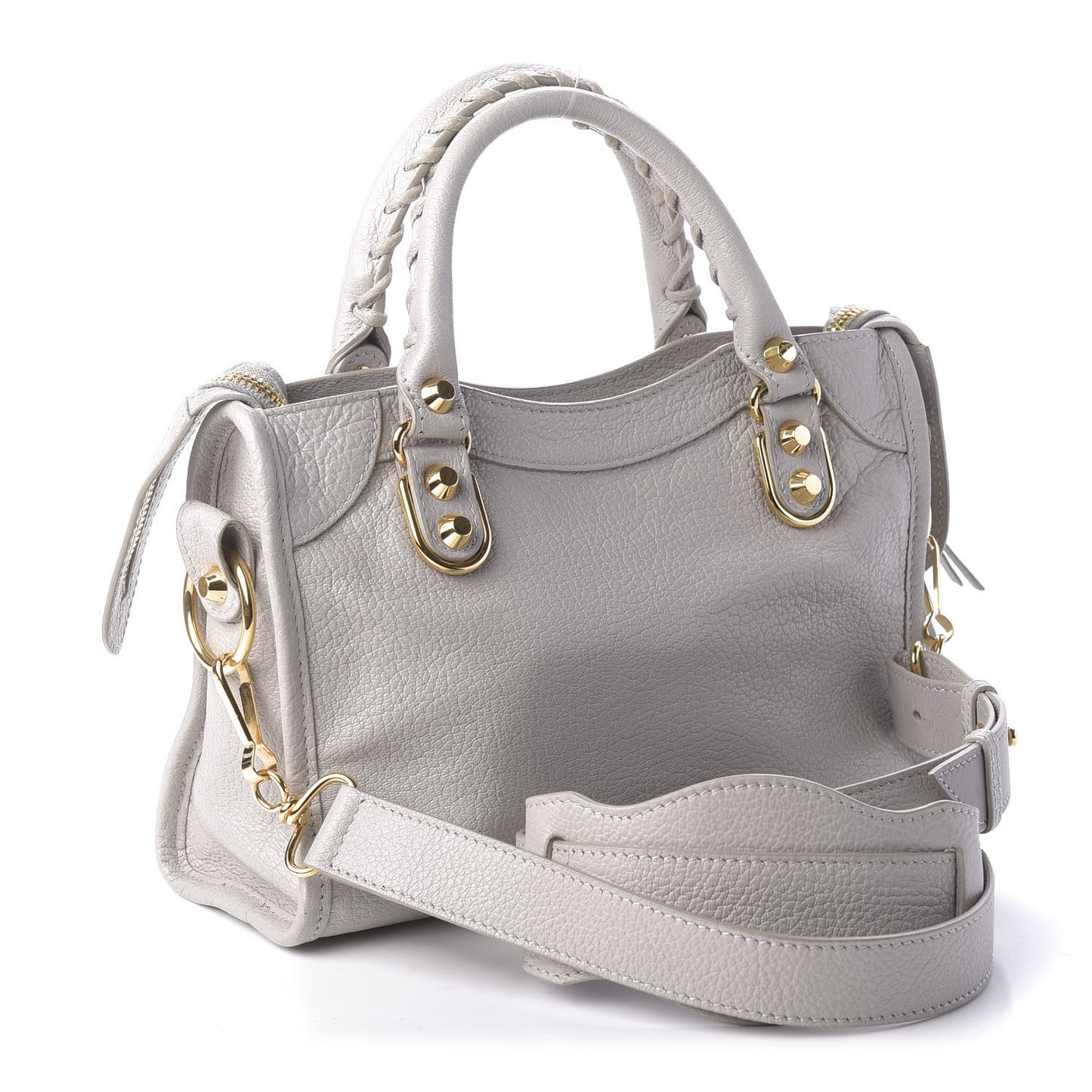 Chevre Gold Metallic Edge Hardware Mini City Gris Clair Gris Perle