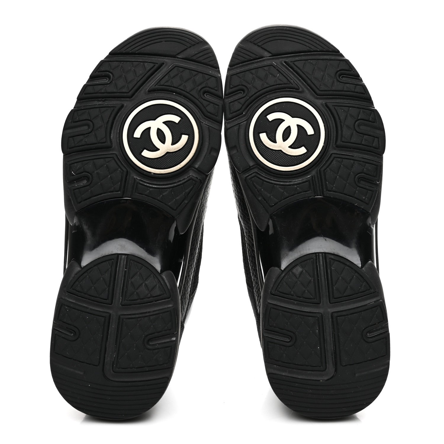 Chanel Mesh Suede Grained Calfskin Womens CC Sneakers 36 Black White 6 of 9