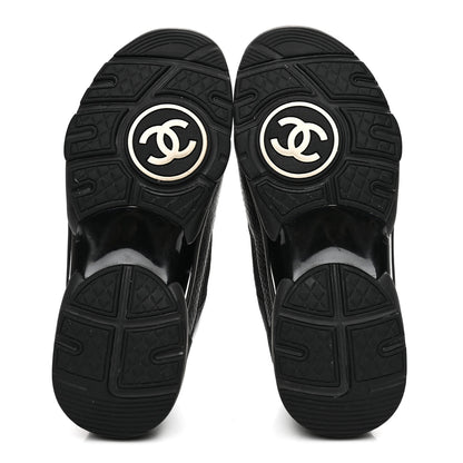 Chanel Mesh Suede Grained Calfskin Womens CC Sneakers 36 Black White 6 of 9