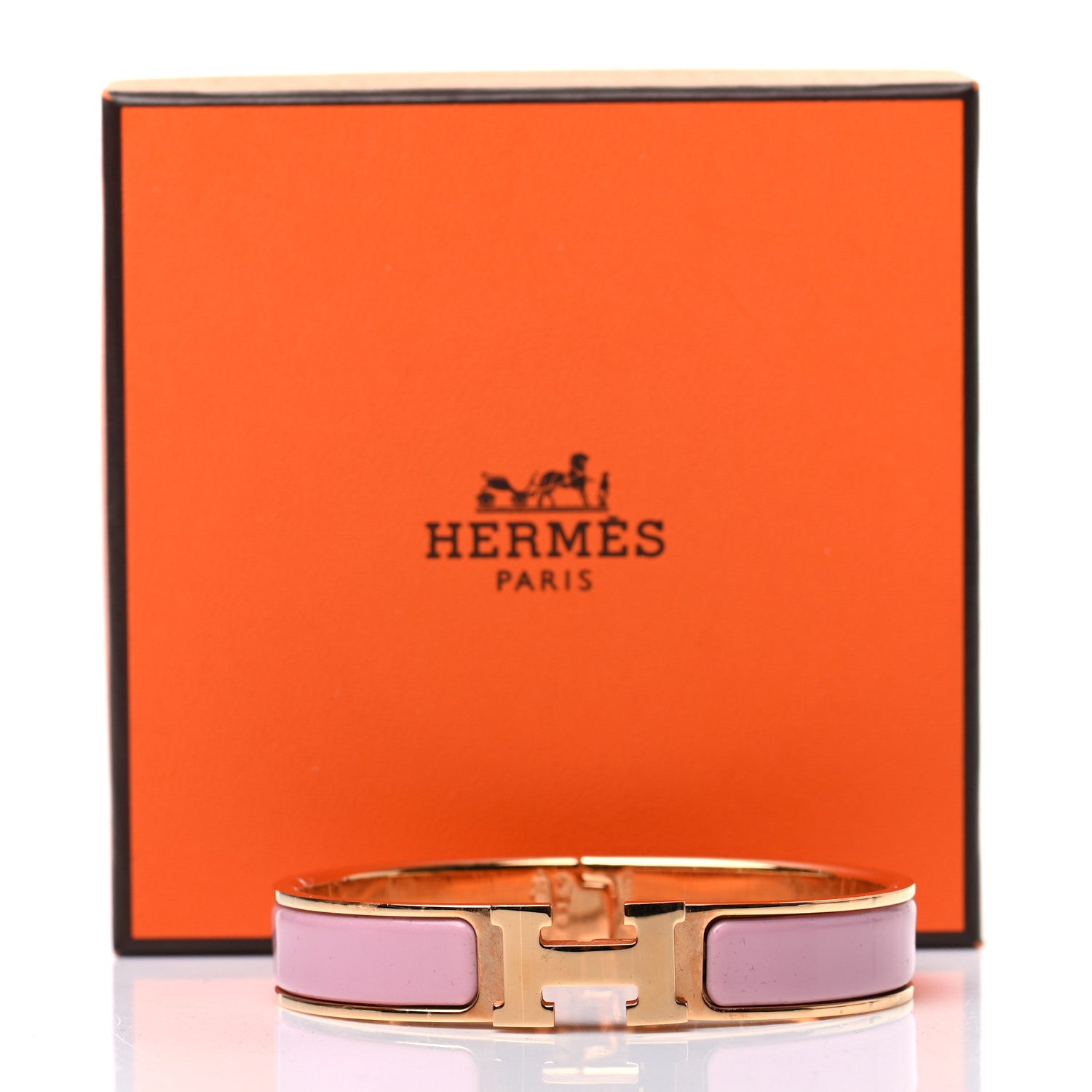 Hermes Enamel Narrow Clic Clac H Bracelet GM Rose Delirium 5 of 5