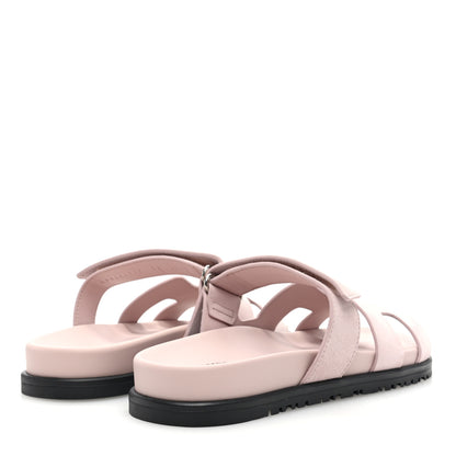 Hermes Suede Goatskin Womens Chypre Sandals 38 Rose Porcelaine 4 of 8