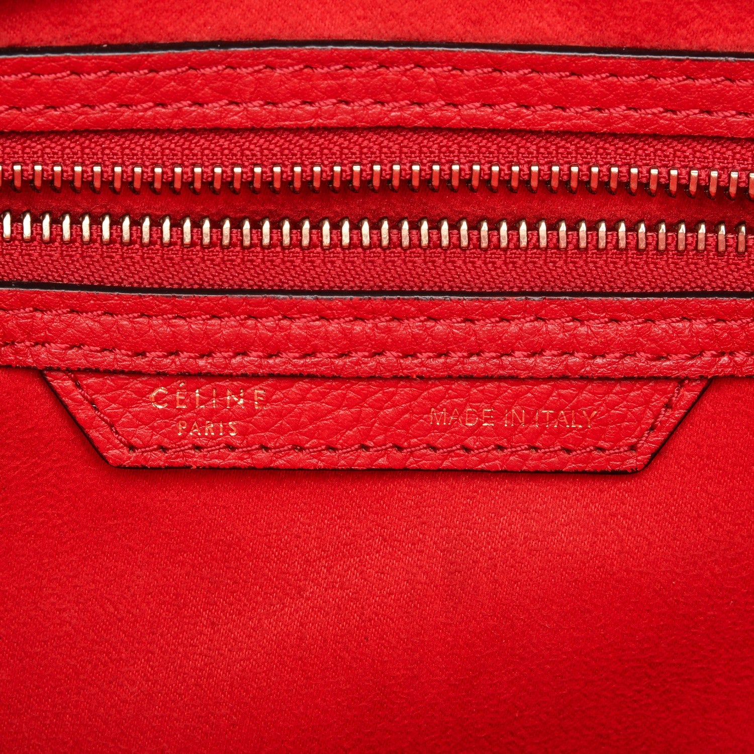 Celine Drummed Calfskin Mini Luggage Coquelicot 7 of 9