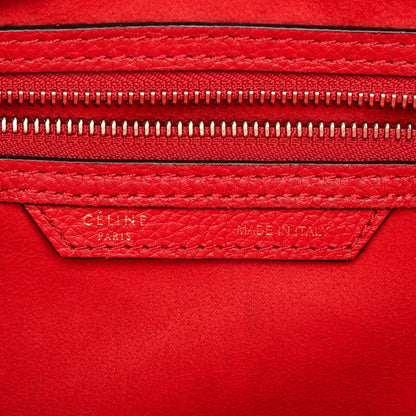 Celine Drummed Calfskin Mini Luggage Coquelicot 7 of 9
