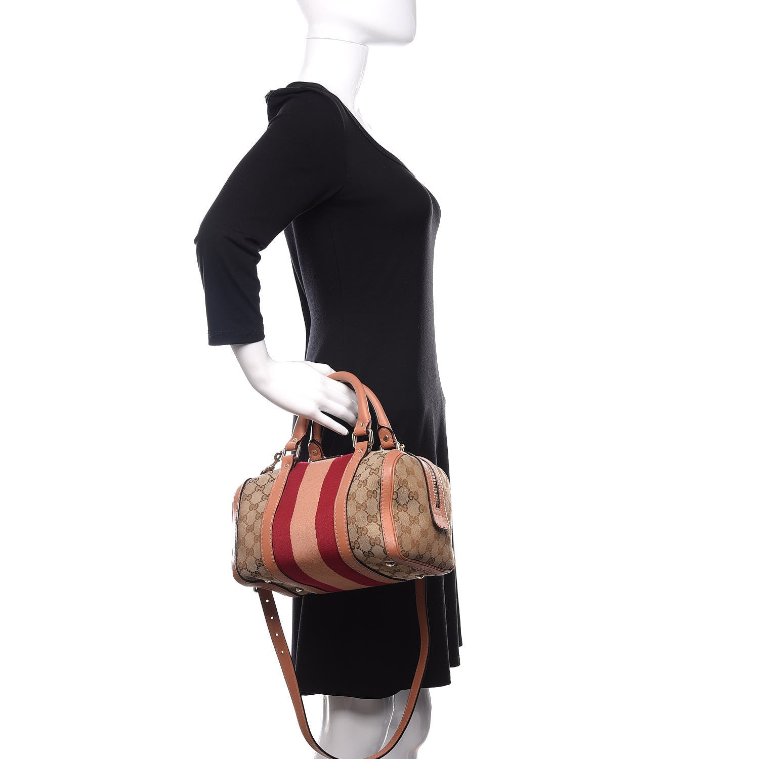 Gucci Monogram Vintage Web Small Boston Beige 3 of 10