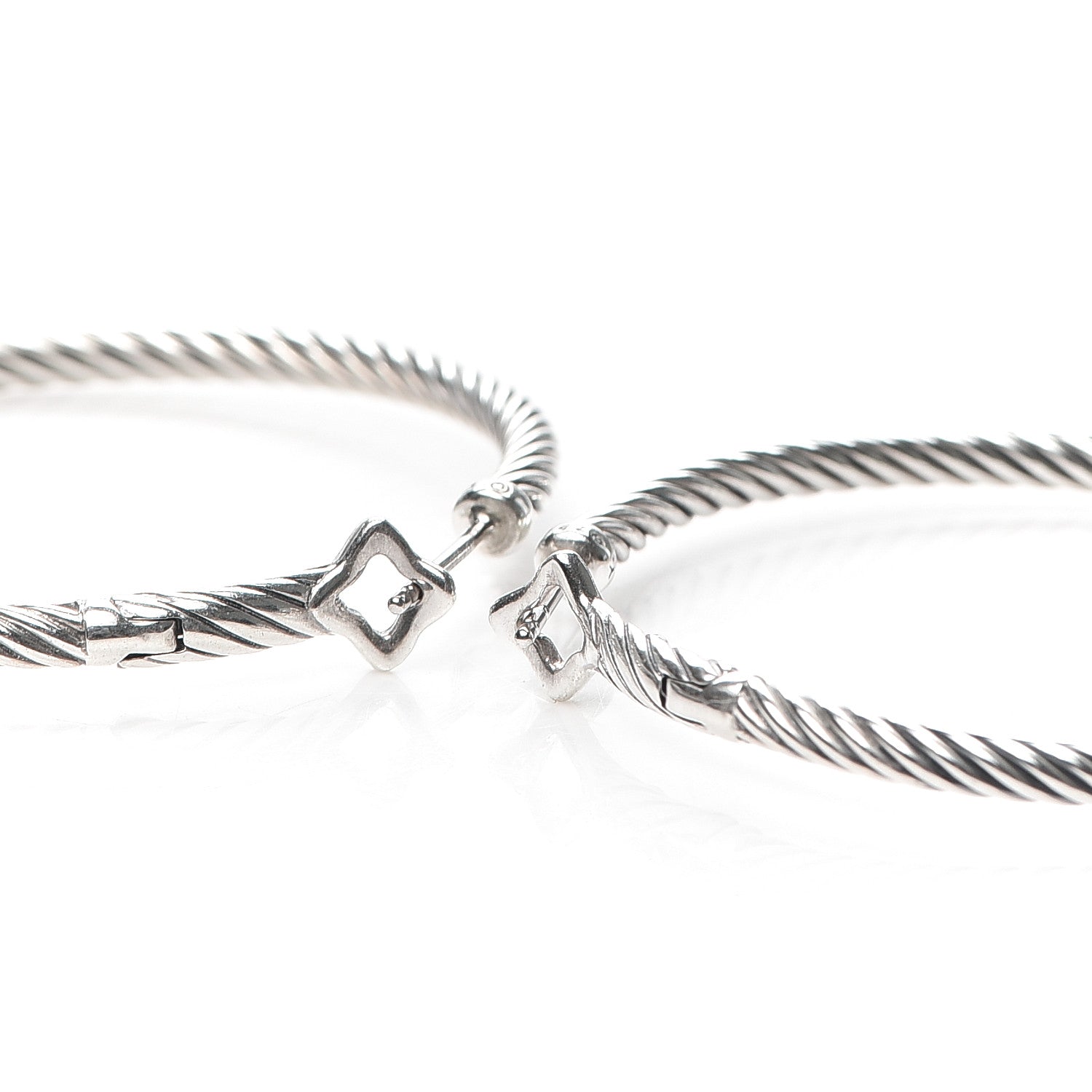 David Yurman Sterling Silver Large Cable Classics Hoop Earrings 3 of 5