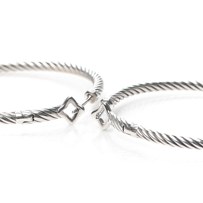David Yurman Sterling Silver Large Cable Classics Hoop Earrings 3 of 5