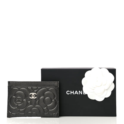 Chanel Goatskin Camellia Embossed Card Holder Grey 12 of 12