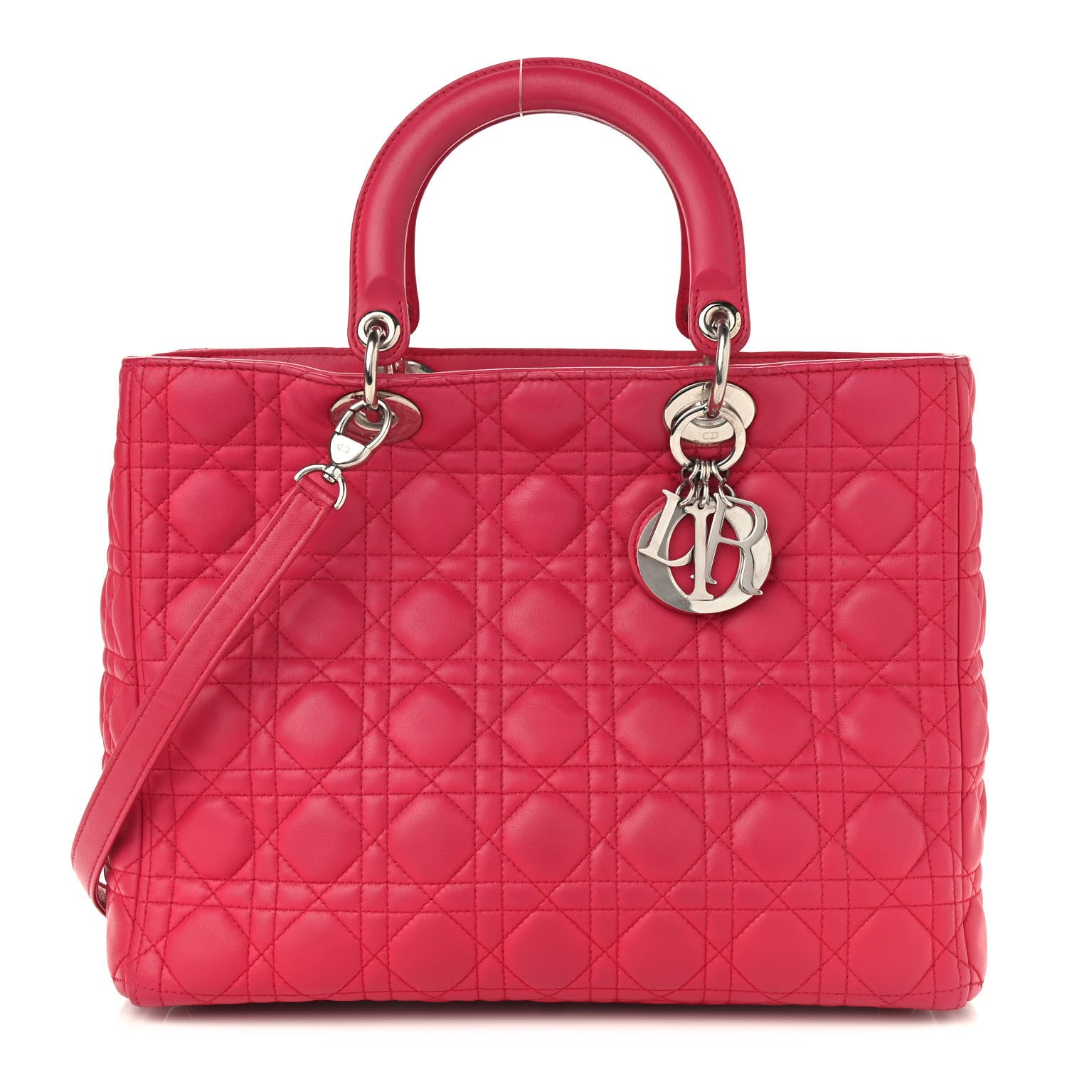 Christian Dior Lambskin Cannage Large Lady Dior Fuchsia 1 of 14