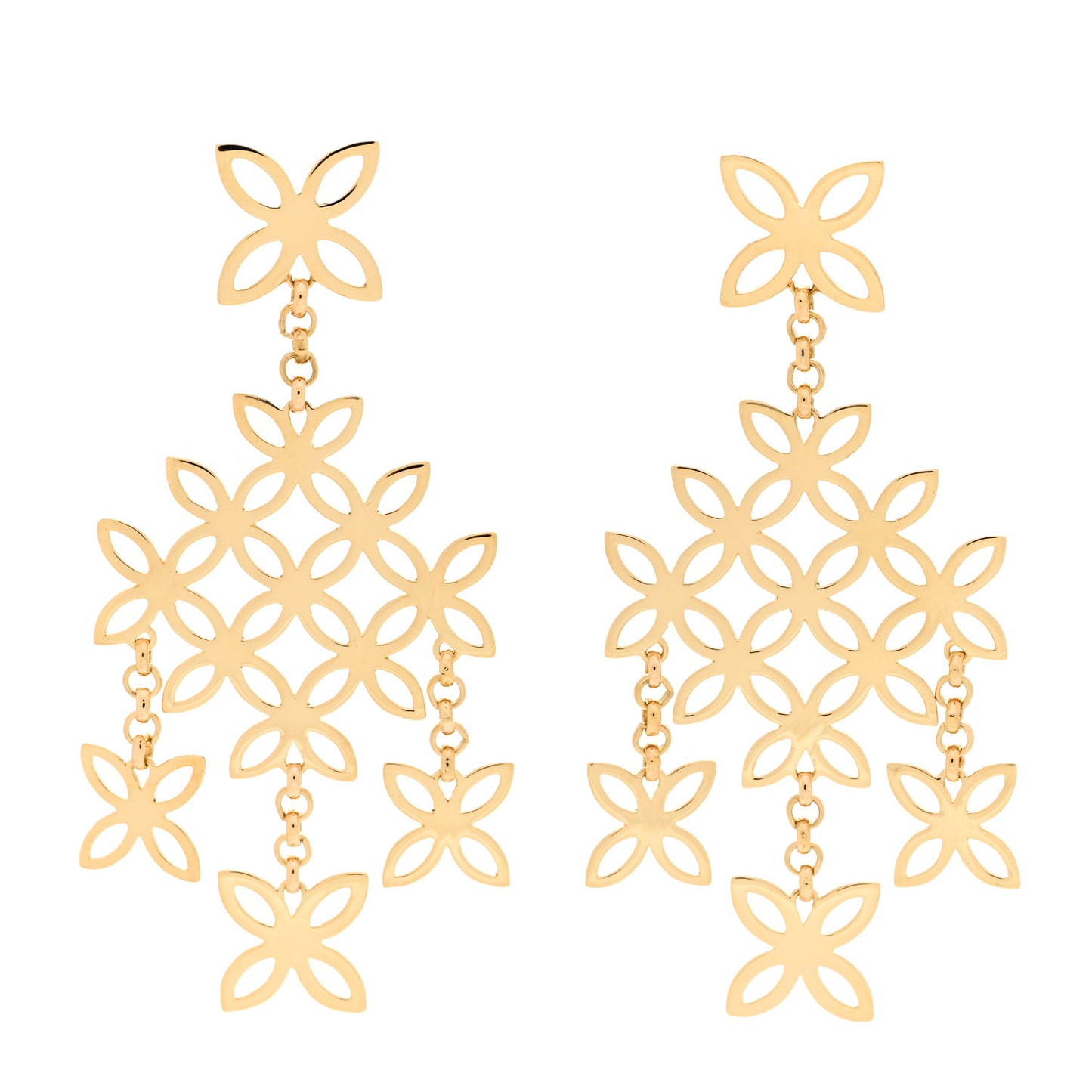 18K Yellow Gold Kawung Chandelier Earrings