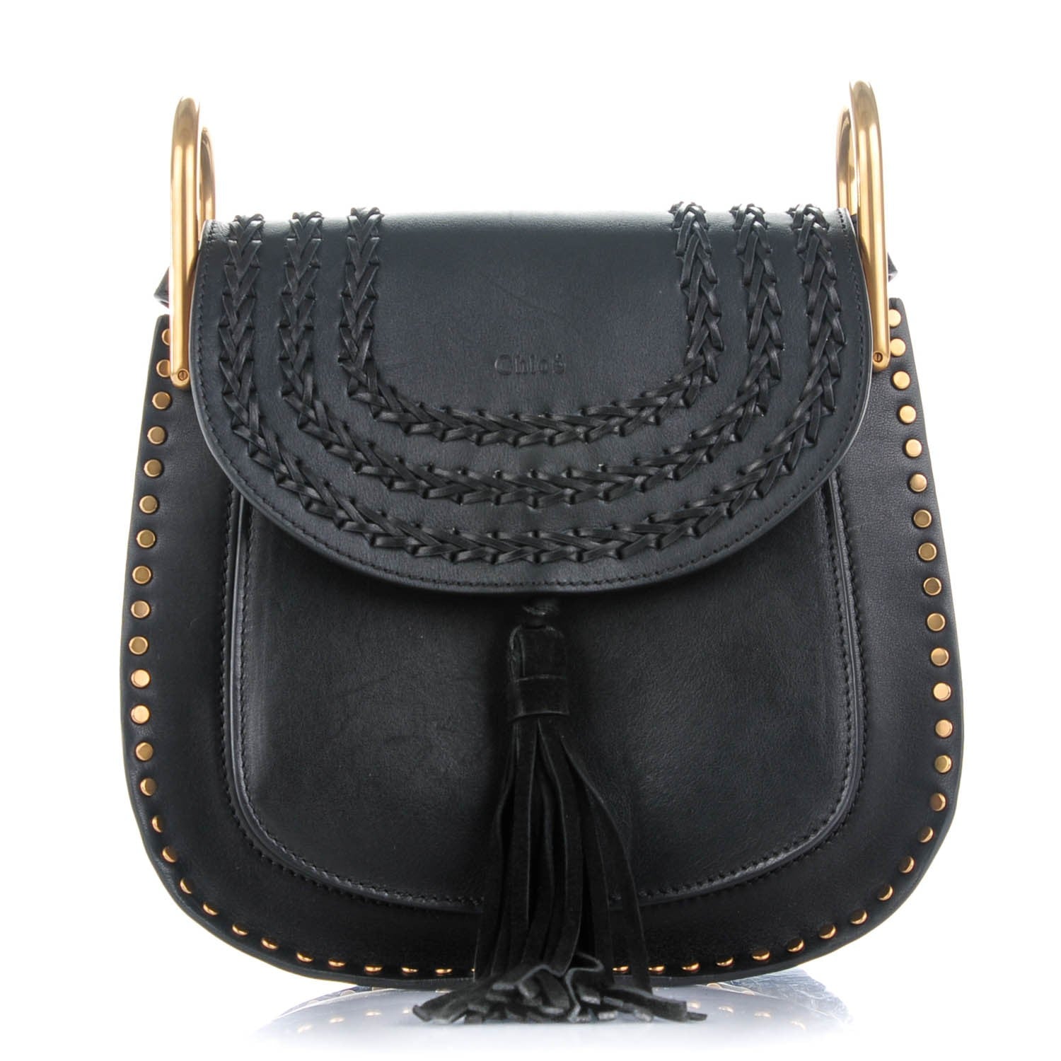 Chloe Calfskin Braided Small Hudson Shoulder Bag Black 1 of 7