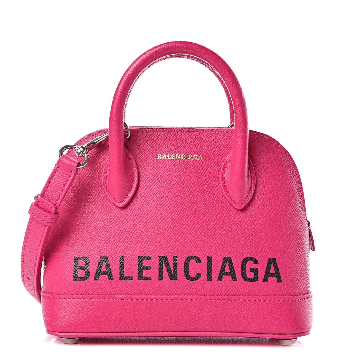 Signature Grained Calfskin Logo XXS Ville Top Handle Bag Fuchsia