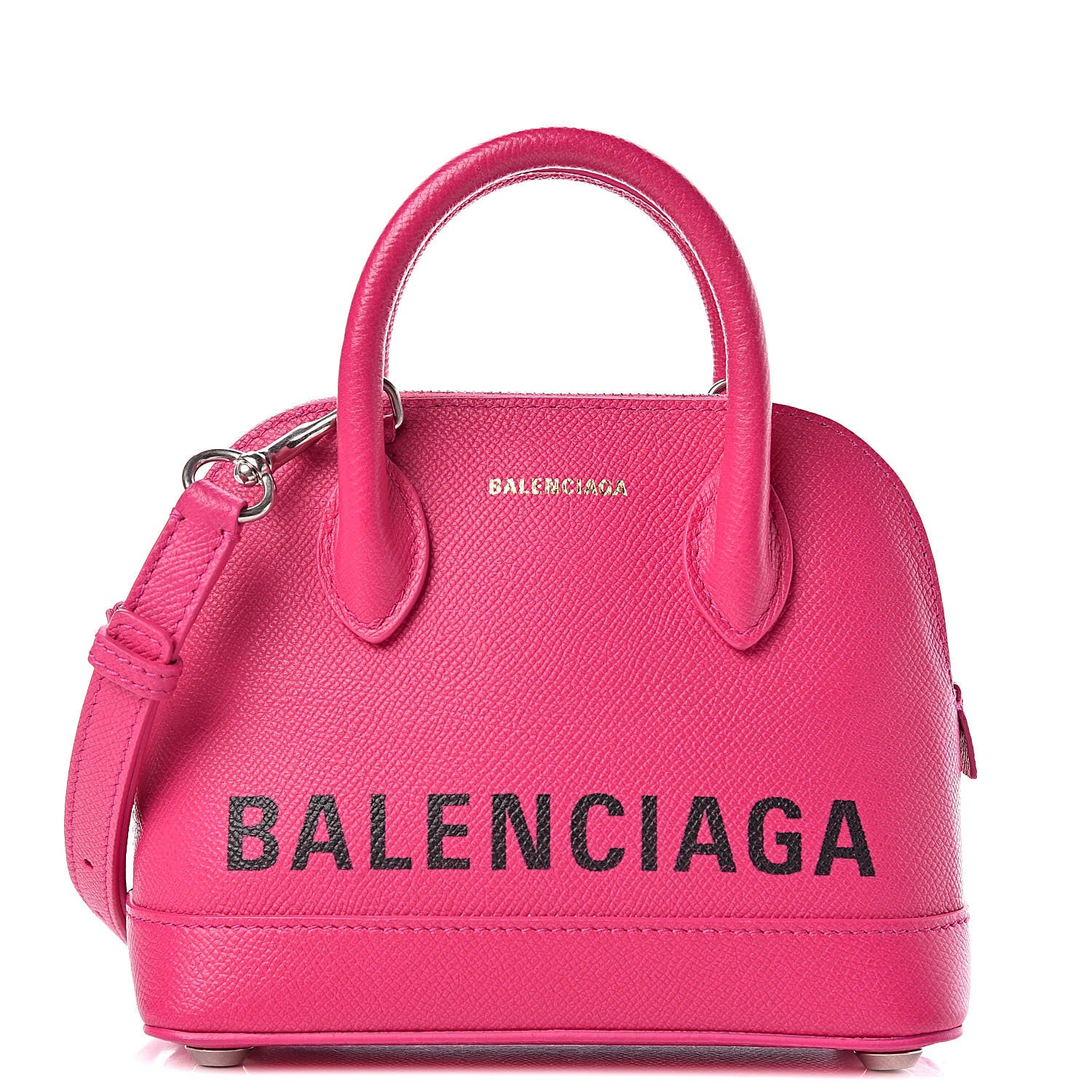 Balenciaga Signature Grained Calfskin Logo XXS Ville Top Handle Bag Fuchsia 1 of 11