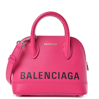 Balenciaga Signature Grained Calfskin Logo XXS Ville Top Handle Bag Fuchsia 1 of 11