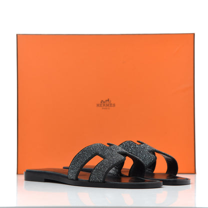 Hermes Suede Goatskin Crystal Oran Sandals 35.5 Bleu Gris 17 of 17